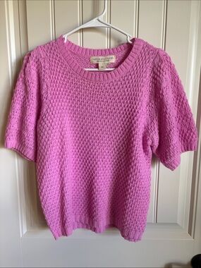 saltwater LUXE Bright Pink Textured Short Sleeve Knit